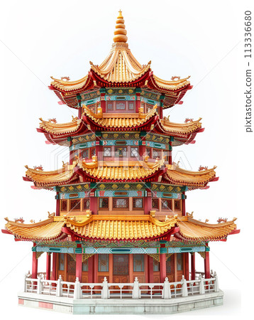 Beautiful pagoda tower design full of traditional Chinese or Japanese architectural elements. 113336680