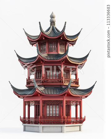 Beautiful pagoda tower design full of traditional Chinese or Japanese architectural elements. Beautiful pagoda tower design full of traditional Chinese or Japanese architectural elements. 113336683