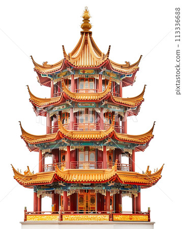Beautiful pagoda tower design full of traditional Chinese or Japanese architectural elements. Beautiful pagoda tower design full of traditional Chinese or Japanese architectural elements. 113336688
