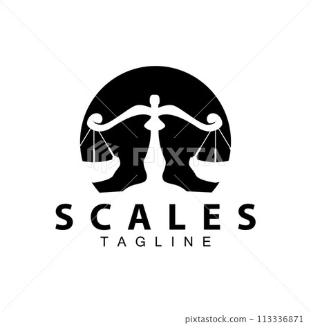 Simple legal scale logo justice court simple black silhouette template vector design Simple legal scale logo justice court simple black silhouette template vector design 113336871