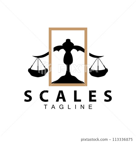 Simple legal scale logo justice court simple black silhouette template vector design 113336875