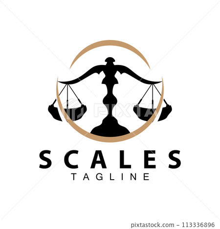 Simple legal scale logo justice court simple black silhouette template vector design 113336896