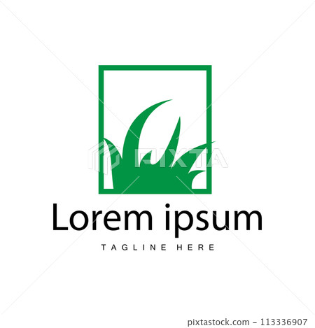 Farm illustration green grass logo design simple natural grass vector template 113336907