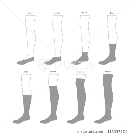Set of Socks hosiery - No Show, low, high ankle, crew, mid calf, knee high, thigh length. Fashion accessory clothing 113337374