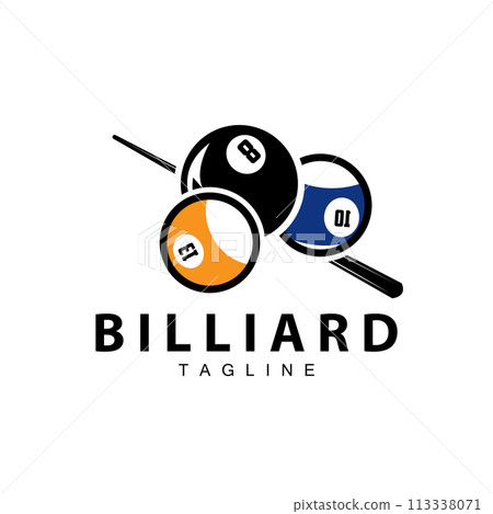 Billiard club logo design vector game badge sport template pool table with ball and stick simple illustration template Billiard club logo design vector game badge sport template pool table with ball and stick simple illustration template 113338071