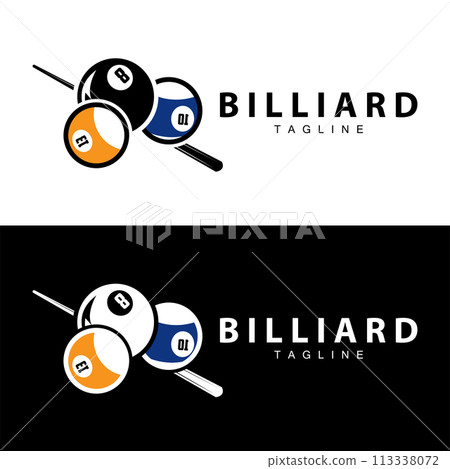 Billiard club logo design vector game badge sport template pool table with ball and stick simple illustration template Billiard club logo design vector game badge sport template pool table with ball and stick simple illustration template 113338072