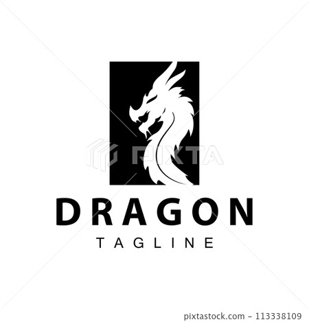 Black silhouette design simple dragon logo animal legend template illustration Black silhouette design simple dragon logo animal legend template illustration 113338109