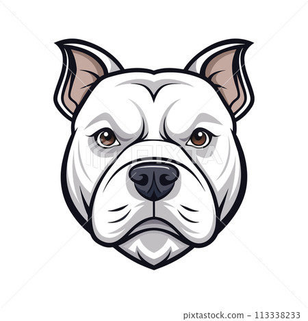 Bold and Striking American Bulldog Face Illustration: 3D Logo Artwork Clipart Isolated for Unique Brand Identity 113338233