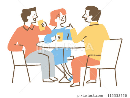 三個人喝酒聊天很開心_color 113338556