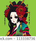 穿著紅色和服的名妓 113338736