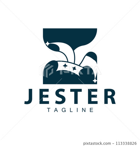 Simple colorful clown hat logo simple circus comedian equipment design template illustration 113338826