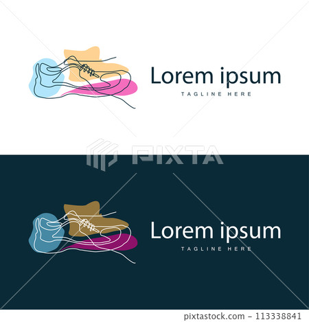 shoe logo illustration design vector sneaker concept funky line simple footwear appearance 113338841