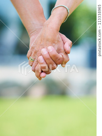 Couple, travel or holding hands for support in park, nature or outdoors on a romantic walk for love. Wellness, freedom or closeup of man with woman bonding, care or enjoying date together outside Couple, travel or holding hands for support in park, nature or outdoors on a romantic walk for love. Wellness, freedom or closeup of man with woman bonding, care or enjoying date together outside 113338965