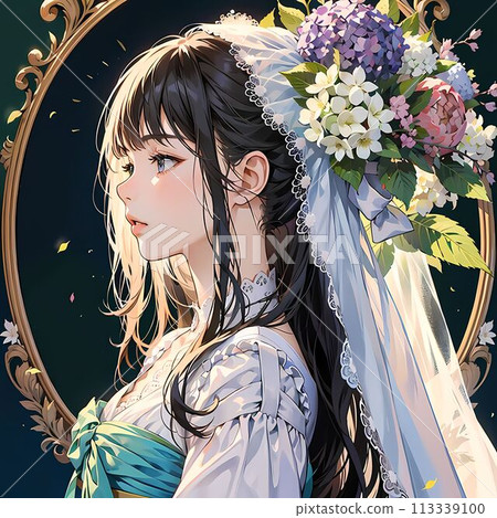 Woman in wedding dress 113339100