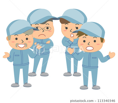 男女高級工人討論的插圖 男女高級工人討論的插圖 113340346