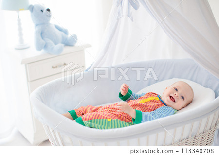 Cute baby in white nursery 113340708