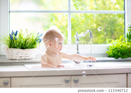 Little baby taking bath Little baby taking bath 113340712