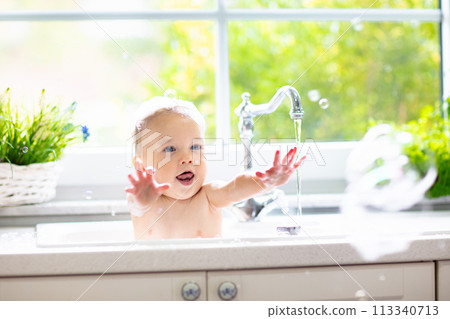Little baby taking bath Little baby taking bath 113340713