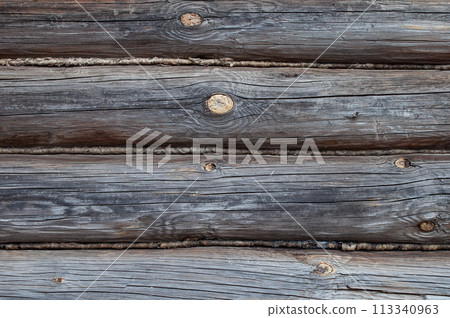 Old wooden log wall background Old wooden log wall background 113340963