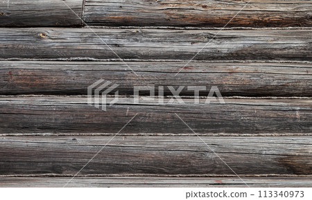 Old wooden log wall texture 113340973