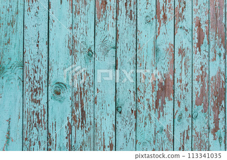 Old wooden fence with peeling paint Old wooden fence with peeling paint 113341035