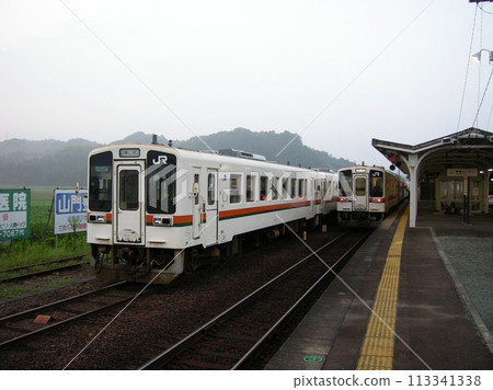 Kiha 11 diesel railcar parked at Taki Station Kiha 11 diesel railcar parked at Taki Station 113341338