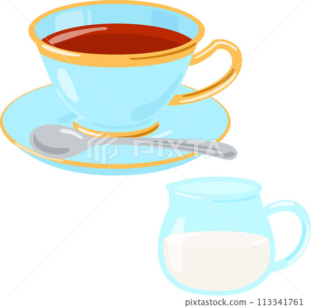 Straight black tea and milk pitcher 113341761