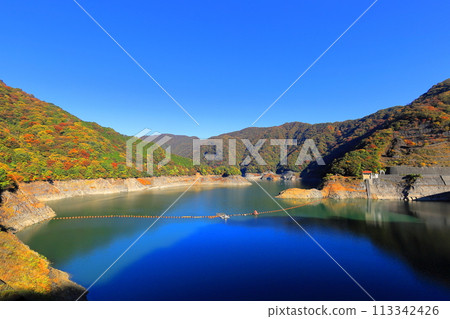 Kawaji Dam in autumn colors 113342426