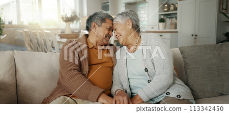 Home, hug and senior couple with love, relax and retirement with romance, bonding and relationship. Romantic, old man and elderly woman embrace, commitment and laughing with trust, marriage and relax Home, hug and senior couple with love, relax and retirement with romance, bonding and relationship. Romantic, old man and elderly woman embrace, commitment and laughing with trust, marriage and relax 113342450