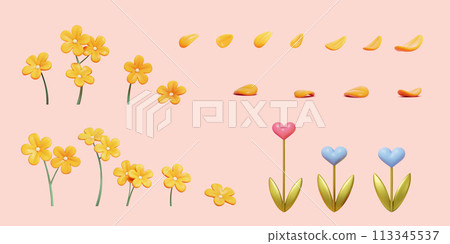 3D elegant floral element set 3D elegant floral element set 113345537