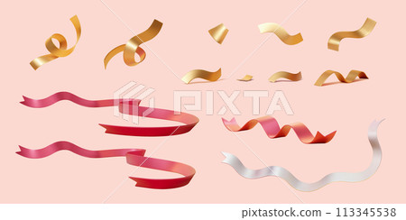 3D party ribbon element set 113345538