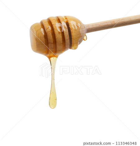 Honey, stick and product in studio in isolated white background for medicine, nutrition or wellness. Sweet, antioxidants and wood for produce, organic food and healthy ingredients in mockup space Honey, stick and product in studio in isolated white background for medicine, nutrition or wellness. Sweet, antioxidants and wood for produce, organic food and healthy ingredients in mockup space 113346348