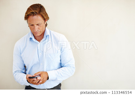 Businessman, technology and smartphone for contact, communication and email with mockup space isolated on white background. Male person, employee and worker in corporate career with mobile phone Businessman, technology and smartphone for contact, communication and email with mockup space isolated on white background. Male person, employee and worker in corporate career with mobile phone 113346554