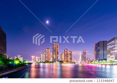 Tokyo Sumida River Tsukudajima night view 113346647