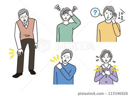 A set of symptoms of aging disorders A set of symptoms of aging disorders 113346926