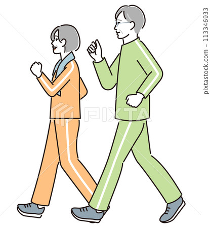 Senior couple walking 113346933