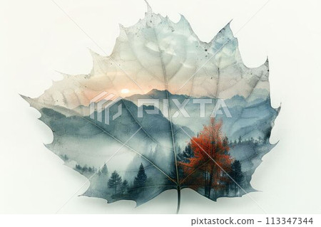 leaf double exposure with beautiful nature background aigx04 leaf double exposure with beautiful nature background aigx04 113347344