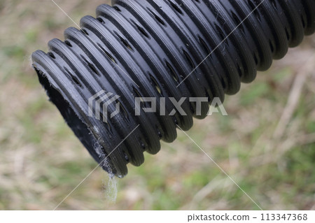 Underdrain perforated drainage pipe installation work Underdrain perforated drainage pipe installation work 113347368