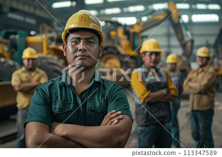 group of construction workers with background of excavation machinery aigx04 group of construction workers with background of excavation machinery aigx04 113347589