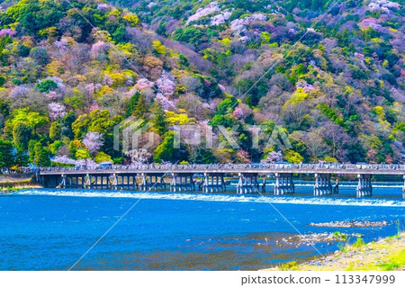 在Arashiyama和Togetsu橋的櫻花 在Arashiyama和Togetsu橋的櫻花 113347999