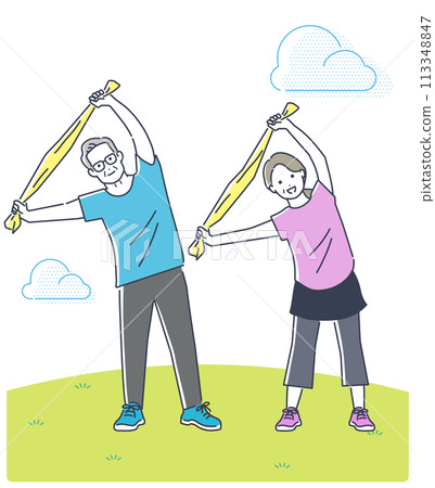 Senior couple exercising Senior couple exercising 113348847