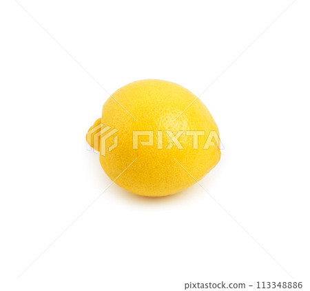 Lemon, closeup and studio for health, wellness or organic diet on countertop. Fruit, nutrition or produce for eating, gourmet and meal or cuisine with vitamins for weight loss on white background Lemon, closeup and studio for health, wellness or organic diet on countertop. Fruit, nutrition or produce for eating, gourmet and meal or cuisine with vitamins for weight loss on white background 113348886