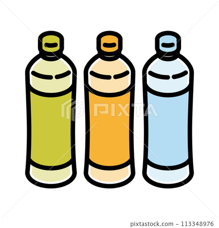 Illustration of simple plastic bottles in different colors 113348976