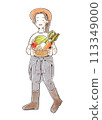 一名婦女拿著收穫的蔬菜的插圖 113349000