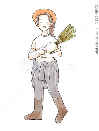 拿著蘿蔔的農婦 113349001