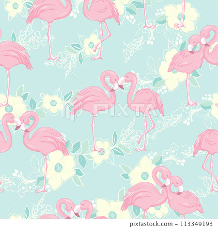 Vector seamless pattern with flamingos 113349193