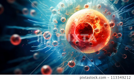 Viruses and bacteria in a modern laboratory, macro. 113349212