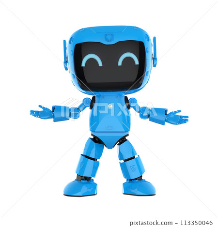 Cute and small artificial intelligence personal assistant robot open hand isolated Cute and small artificial intelligence personal assistant robot open hand isolated 113350046