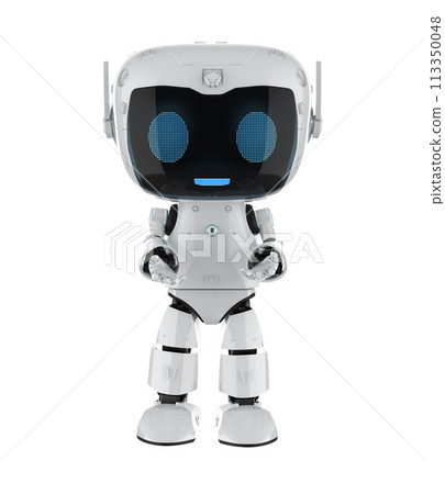 Cute and small artificial intelligence personal assistant robot open hand isolated Cute and small artificial intelligence personal assistant robot open hand isolated 113350048
