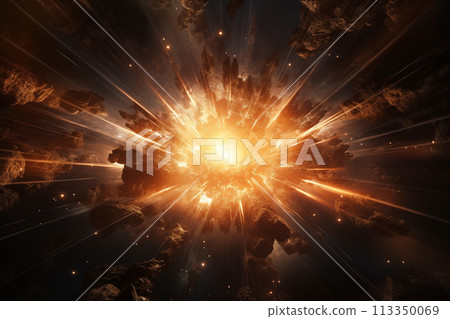 Cosmic galaxy explosion in outer space. By generative Ai 113350069